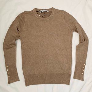 NWT Crewneck Sweater with Gold Button Detail